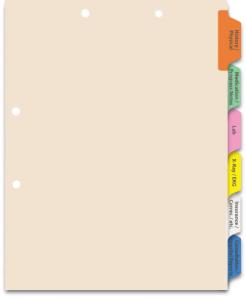 Medical Chart Dividers - 6 Tab Set